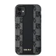 DKNY Leather Checkered Mono Pattern MagSafe dėklas iPhone 11 / XR, juodas