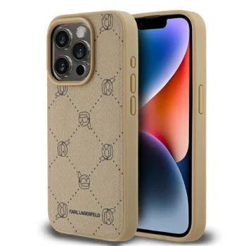 Karl Lagerfeld dėklas iPhone 15 Pro Max telefonui su MagSafe Karl Heads, smėlio sp.