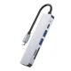 Tech-Protect V4 6-in-1 USB-C šotuvas (HDMI, USB-A, SD/TF), pilkas