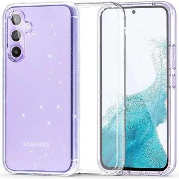 Tech-Protect FlexAir Hybrid dėklas, skirtas Samsung Galaxy S23 FE, Clear-Glitter