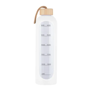 KiCA Hydro Glass stiklinis sportinis gertuvės buteliukas 1000 ml, baltas