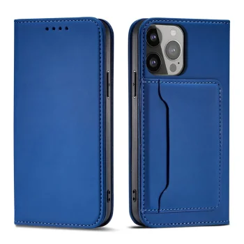 Atverčiamasis dėklas iPhone 14 Pro Max Magnet Card Case, mėlynas