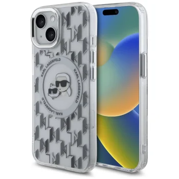 Karl Lagerfeld dėklas iPhone 15 telefonui MagSafe, skaidrus