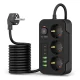 Prailgintuvas Tech-Protect PC3X6, 3 lizdai + 3xUSB-A + 3xUSB-C, 200 cm, juodas