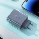 Acefast A45 GaN 65W tinklo įkroviklis su 3 jungtimis (1xUSB, 2xUSB-C), pilkas