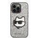 Karl Lagerfeld Glitter Choupette dėklas iPhone 14 Pro Max, sidabrinis