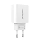 Sieninis įkroviklis Wozinsky WLS-20W, 20 W, USB-A ir USB-C, su 1 m USB-C laidu, baltas