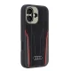 „Audi“ odinis dėklas „MagSafe“ telefonui „iPhone 16“, juodas ir raudonas