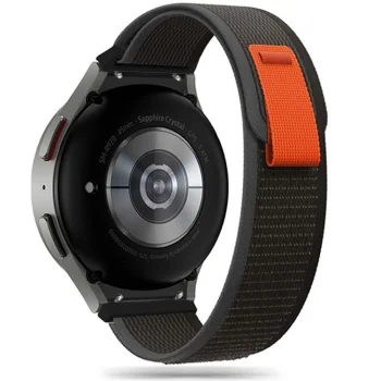 Tech-Protect nailoninis dirželis Samsung Galaxy Watch 4/5/6/7/FE, juodas ir oranžinis