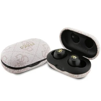 Guess 4G Metal TWS Bluetooth 5.3 In-Ear Headphones with ENC Charging Dock, Pink