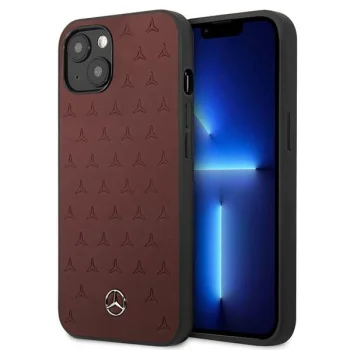 Mercedes dėklas iPhone 13 mini telefonui Leather Stars Pattern, raudonas