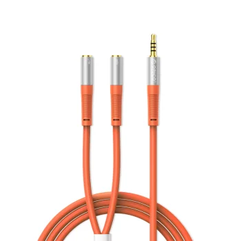 Orico AX2-10 garso šakotuvas 3.5 mm kištukas ausinėms ir mikrofonui 1 m kabelis, oranžinis