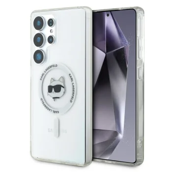 Dėklas Karl Lagerfeld Button Choupette MagSafe Samsung Galaxy S25 Ultra, baltas