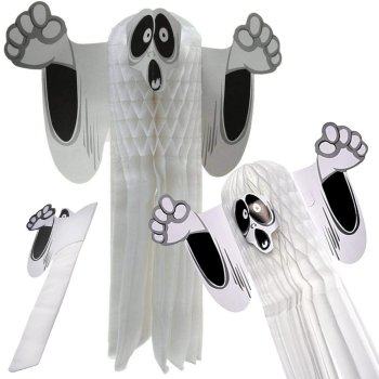 3D Paper Ghost Halloween Decoration, Foldable, White
