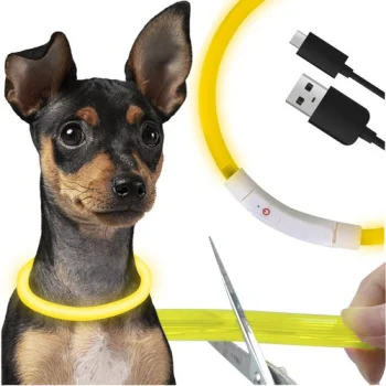 Purlov LED Pet Collar, Adjustable, Yellow