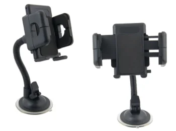 Universal car phone holder, 12 cm flexible arm, windshield suction mount