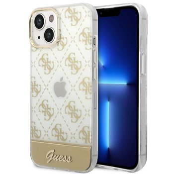 Guess 4G Pattern Script dėklas, skirtas iPhone 14 Plus, auksinis