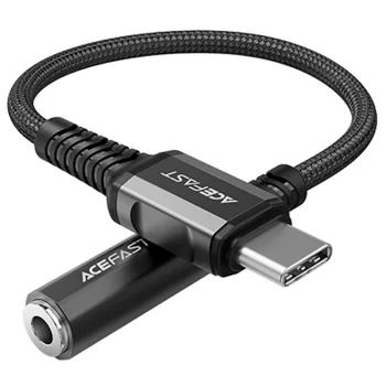 Garso adapteris Acefast C1-07 USB Type C į 3.5 mm lizdą, 18 cm, DAC, juodas