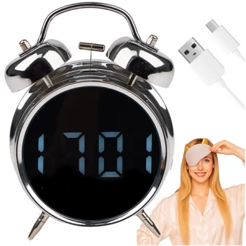 Izoxis 26337 Digital Alarm Clock, Silver/White