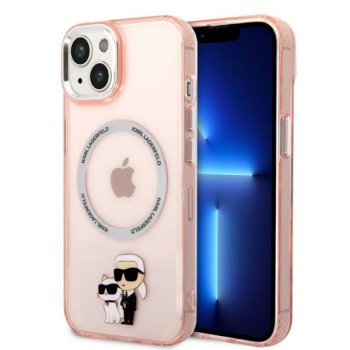 „Karl Lagerfeld“ dėklas „iPhone 14“ telefonui „Karl & Choupette“, rožinis