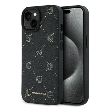 Karl Lagerfeld dėklas iPhone 15 Plus telefonui Karl Heads MagSafe, juodas