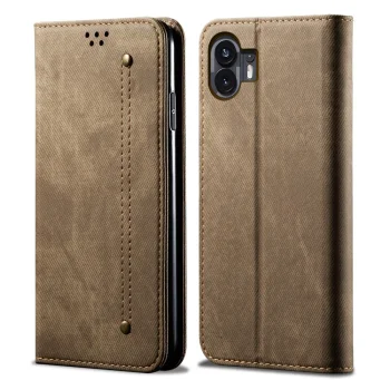 Nothing Phone 2 džinsinio audinio tekstūros atverčiamasis dėklas, chaki