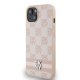 DKNY dėklas iPhone 15 / 14 / 13 modeliams Checkered Mono Pattern, rožinis