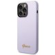 Guess iPhone 14 Pro dėklas Silicone Vintage Gold Logo, violetinis