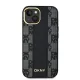 DKNY dėklas iPhone 15 / 14 / 13 su MagSafe, Leather Checkered Mono Pattern, juodas