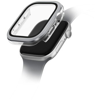 Uniq Voute dėklas su stiklu Apple Watch 10/11 46mm, sidabrinis
