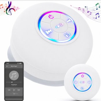 Mini Wireless Bluetooth Speaker with Suction Cup, IPX4, White