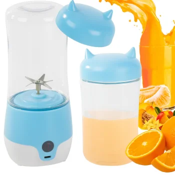 Nešiojamas belaidis USB trintuvas kokteiliams 350ml, mėlynas