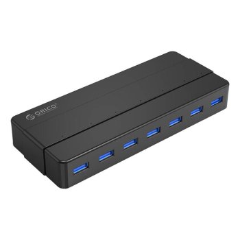 Orico 7-Port USB 3.0 Hub with Power Adapter, Black