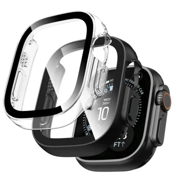 Tech-Protect Defense cases for Apple Watch 49 mm, black and clear, 2-pack