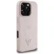 Guess Grained Hot Stamp Peony Triangle Logo MagSafe dėklas iPhone 16 Pro Max, rožinis