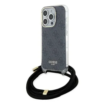 Guess dėklas iPhone 15 Pro Max telefonui Crossbody Cord 4G Print, juodas