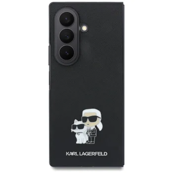 Karl Lagerfeld Saffiano Karl&Choupette Pin dėklas Samsung Galaxy Z Fold 8 Ultra, juodas