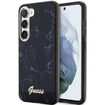Guess Marble Collection dėklas Samsung Galaxy S23+ telefonui, juodas