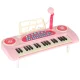 Kids Keyboard Piano with Microphone and Stand 37 Keys, Pink