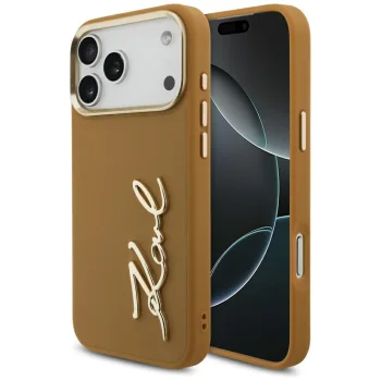 Karl Lagerfeld Karl Script Logo dėklas iPhone 17 Pro Max telefonui - Rudas