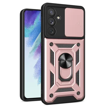 Hurtel Hybrid Armor Camshield dėklas Samsung Galaxy A34 5G telefonui, rožinis