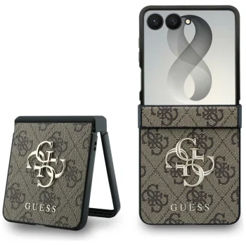Guess Big 4G Logo dėklas telefonui Samsung Galaxy Z Flip 8, rudas