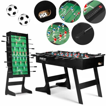 Sulankstomas stalo futbolas Neo-Sport NS-803, 121x61x80 cm, juodas