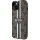 Guess iPhone 14 Plus dėklas 4G Printed Stripes MagSafe, rudas