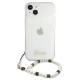 Guess Pearl skaidrus dėklas su perlais iPhone 13 mini, baltas