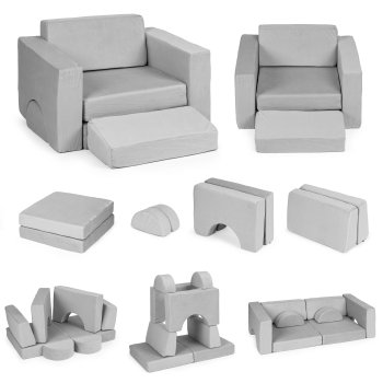Modulinis vaikiškas fotelis Ecotoys TMSRT-13, 8 dalių, pilkas