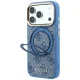 Dėklas iPhone 18 Pro Max / 17 Pro Max Guess Ring Stand 360 4G Classic Logo MagSafe, mėlynas