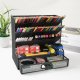 Metal Desk Organizer, 9 Compartments and Drawer, Black