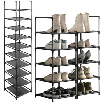 Ruhhy Modular Shoe Rack, 10 Tiers, Black