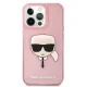 Karl Lagerfeld dėklas iPhone 13 Pro Max su Glitter Karl\'s Head, rožinis